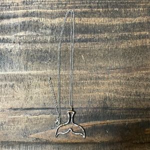 Silver whale tail necklace